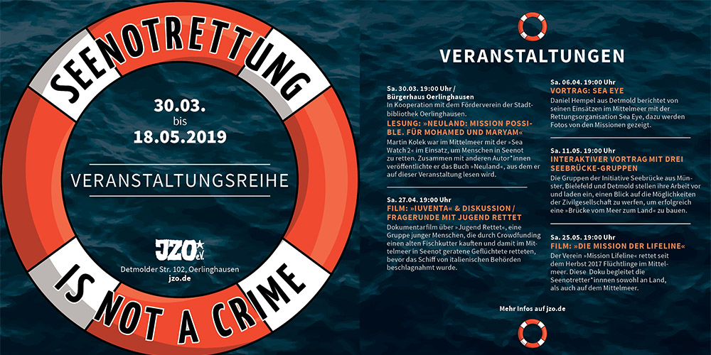Seenotrettung is not a crime! – Lesung: »Neuland: Mission Possible. Für Mohamed und Maryam«