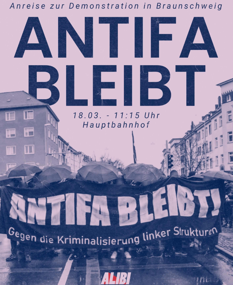 Antifa bleibt! Anreise zur Antirep Demo nach Braunschweig