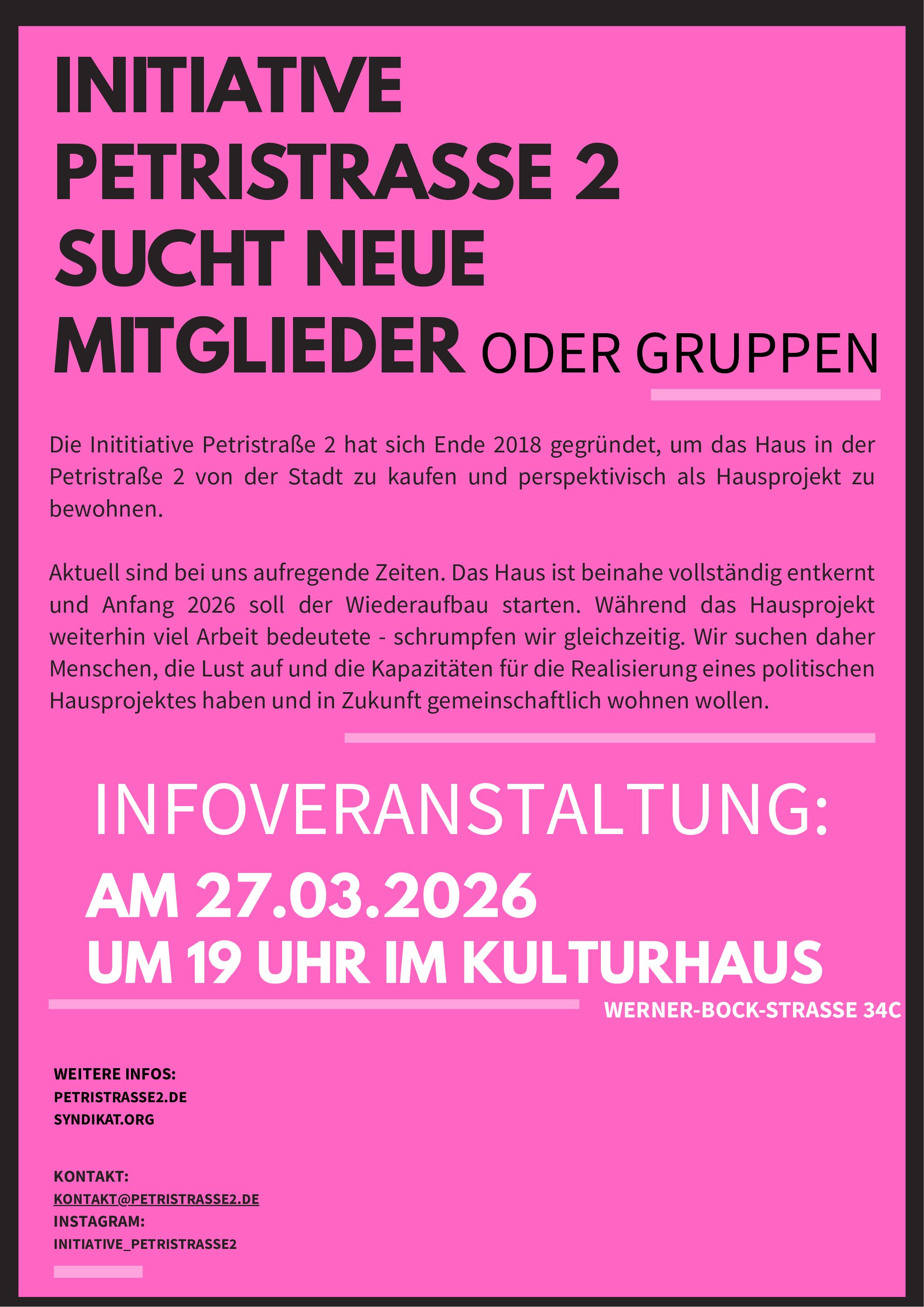 Infoveranstaltung Petristraße 2