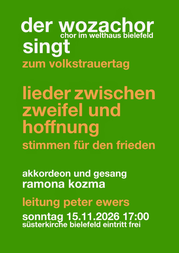 Wozachor: Konzert zum Volkstrauertag